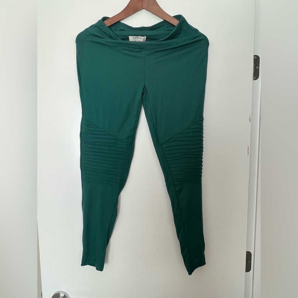 Green Moto Leggings